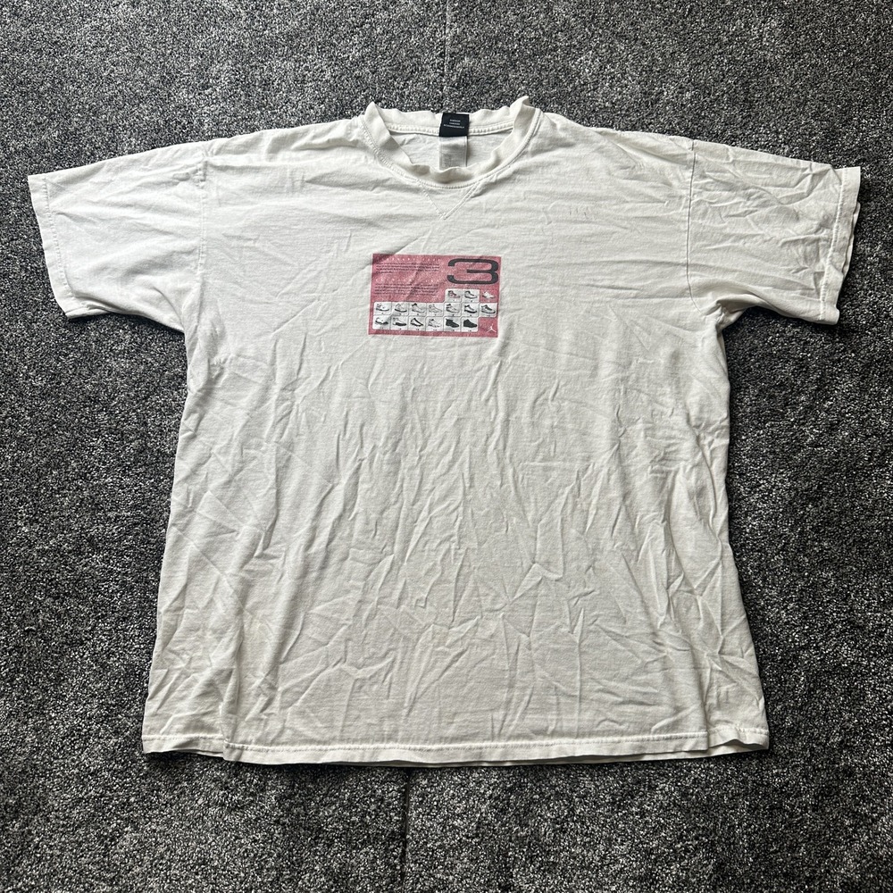 Vtg  Jordan Shirt Mens L White Crew Neck Short Sleeve Air Jordan 3 Graphic Print
